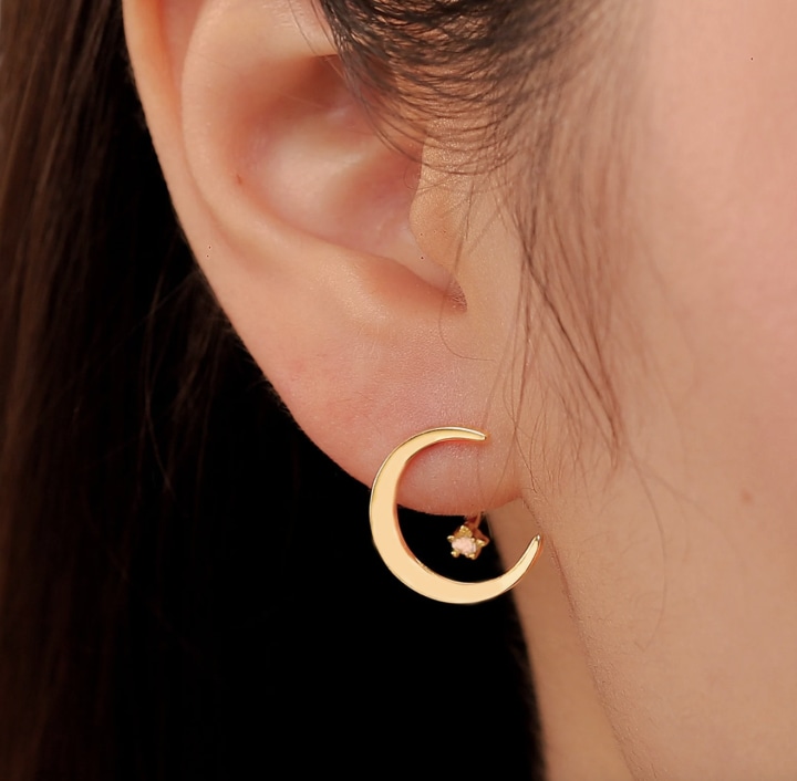 Gold Moon Star Earrings