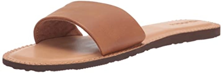 Volcom Women&#039;s Simple Synthetic Leather Strap Slide Sandal, Tan, 7 B US