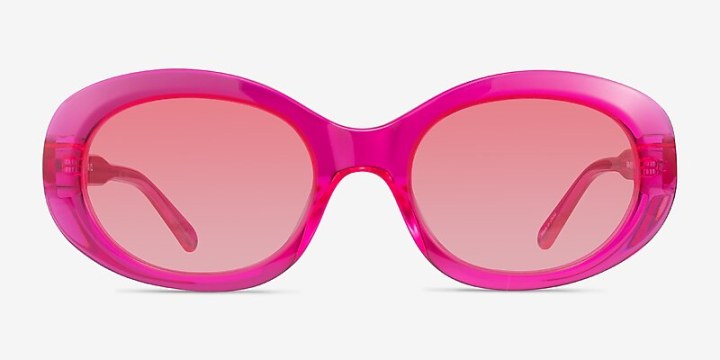 Dolly Oval Crystal Fuchsia Pink Sunglasses