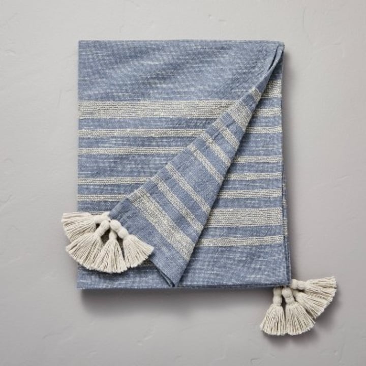 Heathered Stripe Tasseled Woven Throw Blanket