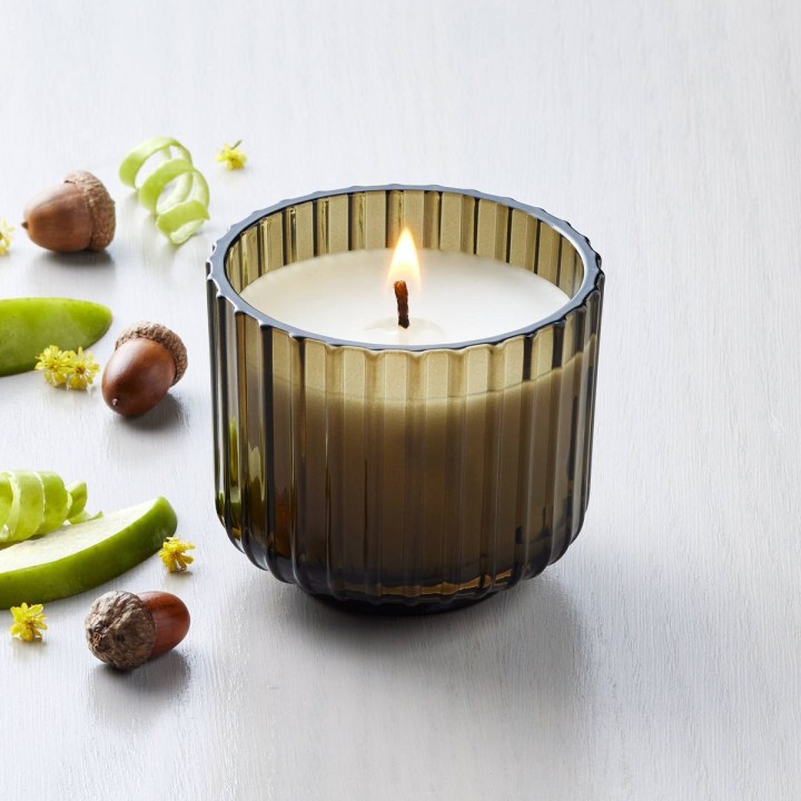 Ribbed Glass Autumn Cider Jar Candle