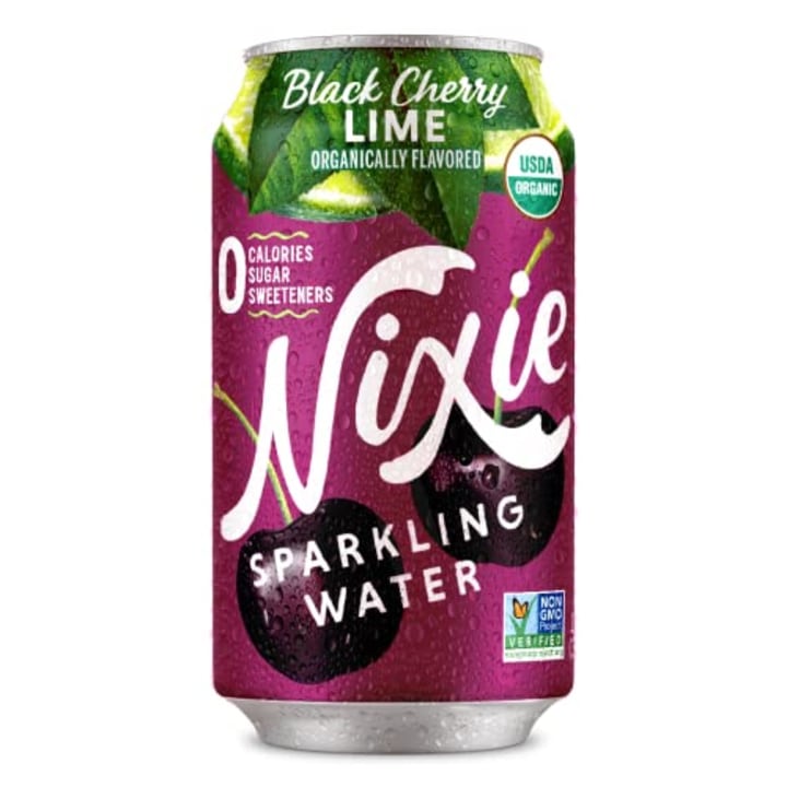 Nixie Sparkling Water, Black Cherry Lime | 12 fl oz cans, 24 pack | Organic, Vegan, Non-GMO, Gluten Free, 0 Calories, 0 Sugar, 0 Sodium