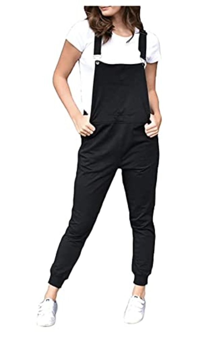 Swoveralls Overalls UPGRADED Unisex Sweatpant, Medium, Midnight Black, 100% Organic Cotton, Men's Overall, Women's Overall, Relaxed Fit Work Overalls