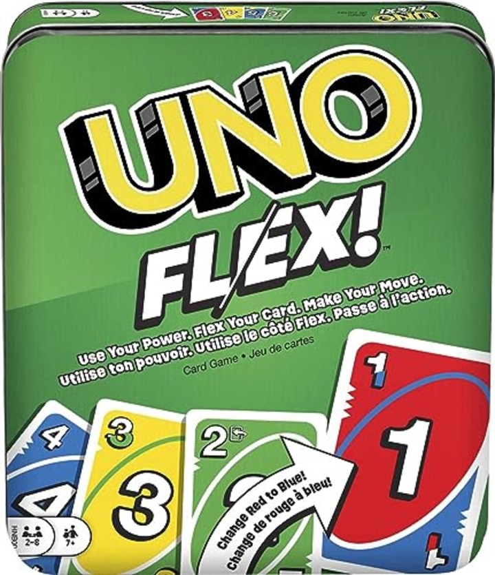 UNO Flex Card Game for Family Night Where Cards Change Color When Flexed in Collectible Tin Box (Amazon Exclusive)