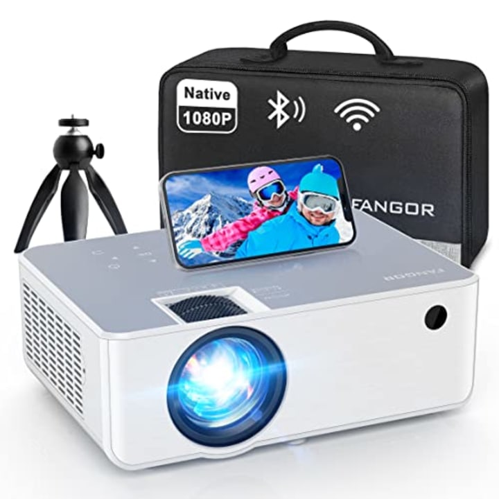 FANGOR 1080P HD Projector, WiFi Bluetooth Projectors, Max 230\"Projection Screen Portable Home Theater Video Movie Proyector With Tripod, Compatible with HDMI, VGA, USB, Laptop, iOS &amp; Android Phone