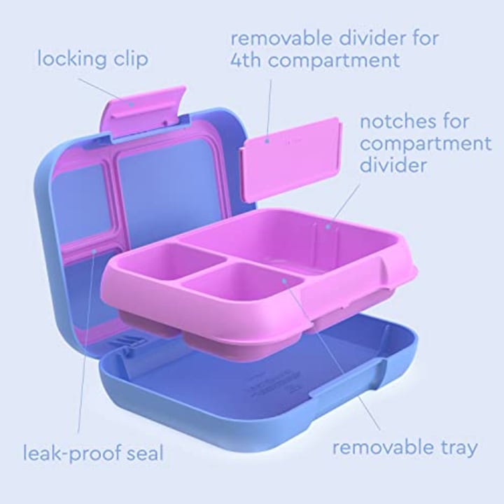 Bentgo(R) Pop - Bento-Style Lunch Box for Kids 8+ and Teens - Holds 5 Cups of Food with Removable Divider for 3-4 Compartments - Leak-Proof, Microwave/Dishwasher Safe, BPA-Free (Periwinkle/Pink)