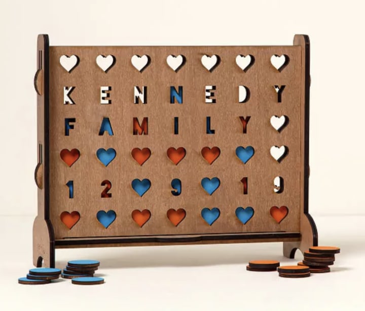 Personalized Hearts Four-Across Game
