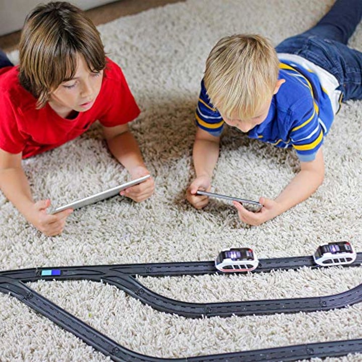 intelino J-1 Smart Train Starter Set - Works Screen-Free and App-Connected - Robot Toy Train That Teaches Coding Through Play - Wooden Train Set Compatible - Ages 3+