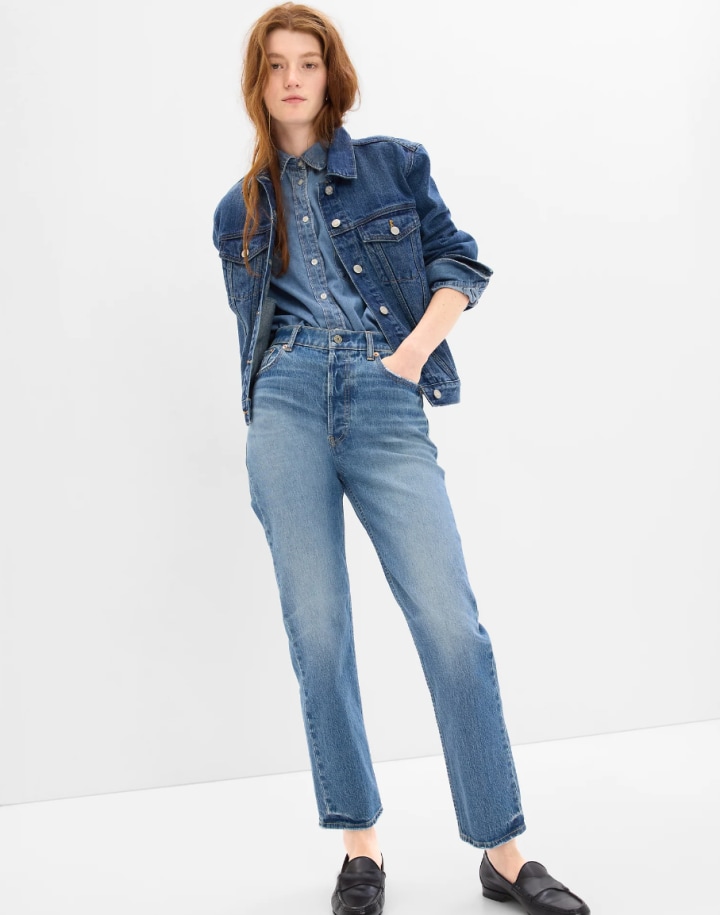 High-Rise Cheeky Straight Jeans with Washwell