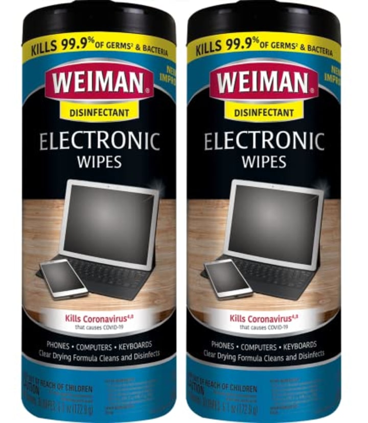 Weiman Electronic &amp; Screen Disinfecting Wipes - Safely Clean and Disinfect Your Phone, Laptop Keyboard, Tablets, Lens Wipes - 30 Count | 2 Pack