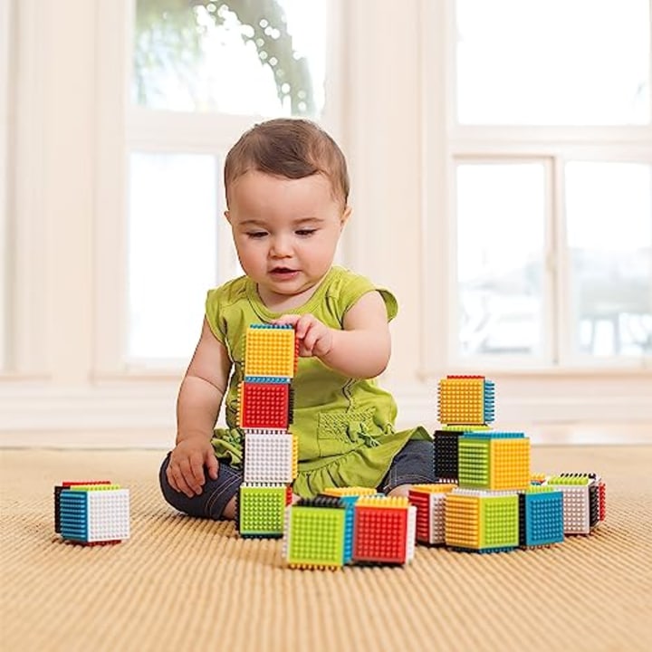 Infantino Press &amp; Stay Sensory Blocks for Babies, 24-Piece Set, Multicolor
