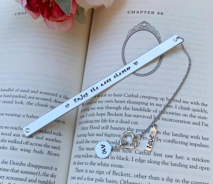 Personalized metal Bookmark Retirement Gift For Women, Enjoy The Next Chapter Graduation Gift, gift for new mom, grandma gift, bookish gift