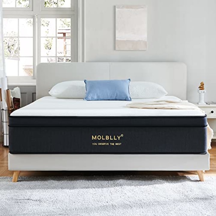 Molblly Queen Mattress, 14 Inch Hybrid Mattress in a Box with Gel Memory Foam, Individually Wrapped Pocket Coils Innerspring, Pressure-Relieving and Supportive, Non-Fiberglass, Mattress Queen Size