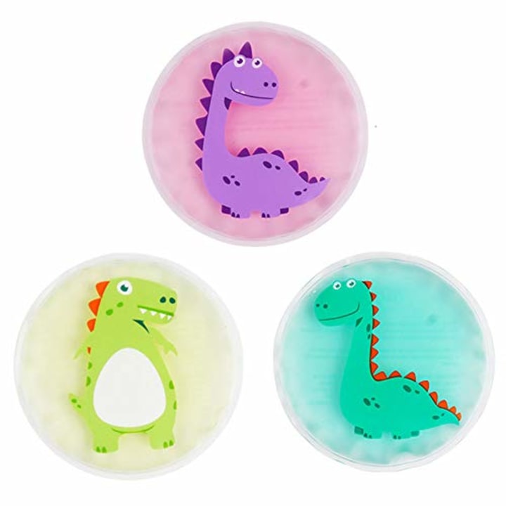 Hilph 3 Boo Boo Ice Packs for Kids Toddler Reusable Baby Ice Pack, Dinosaur Ice Pack for Children Pain Relief, Swelling, Bruise, Fever-4.52&quot;