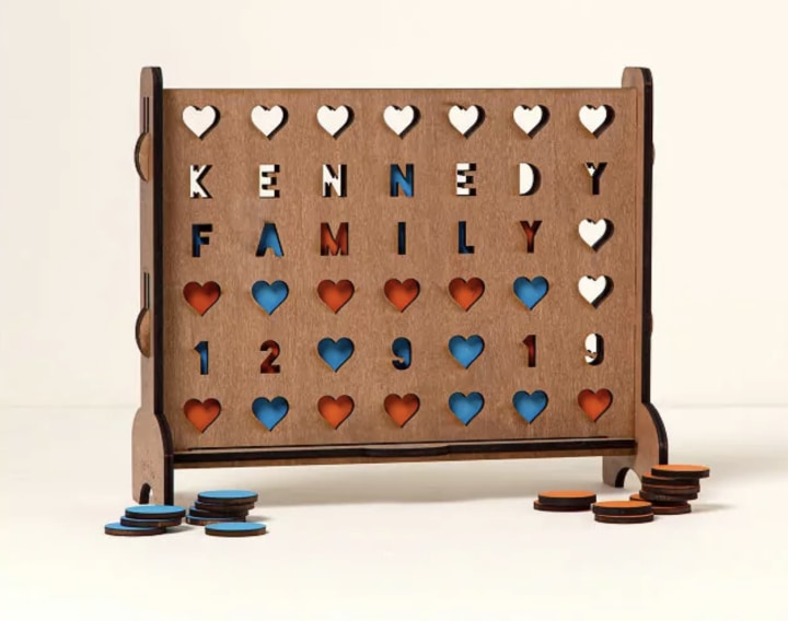 Personalized Hearts Four-Across Game