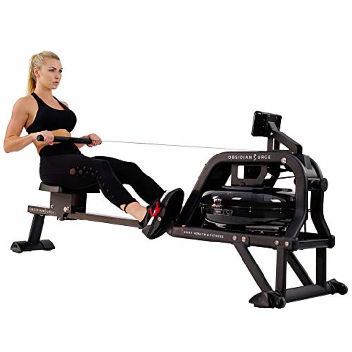 Sunny Health &amp; Fitness Obsidian Surge 500 Water Rowing Machine - SF-RW5713 , Black