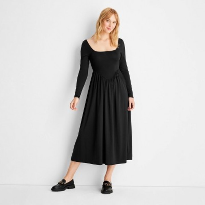 Women&#039;s Long Sleeve Square Neck Knit Midi Sweater Dress - Future Collective(TM) with Reese Blutstein