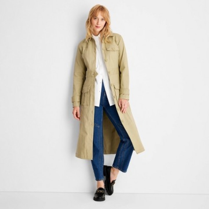 Women&#039;s Long Sleeve Belted Trench Coat -  Future Collective(TM) with Reese Blutstein Light Green