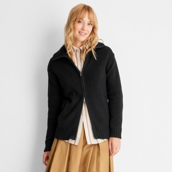 Women&#039;s Long Sleeve Solid Zip-Up Collared Cardigan - Future Collective(TM) with Reese Blutstein