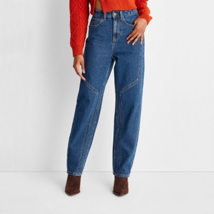 Women&#039;s Western Seamed Denim Straight Pant - Future Collective(TM) with Reese Blutstein Dark Blue