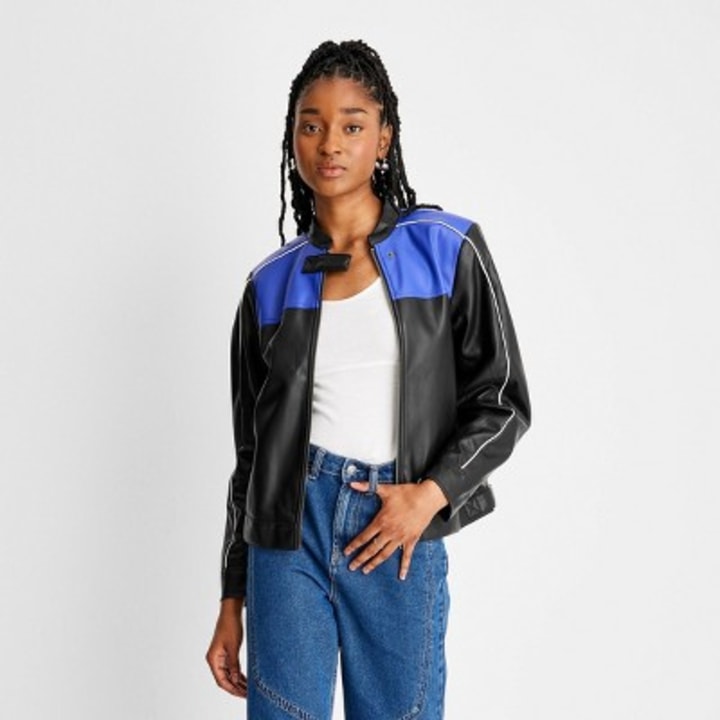 Women&#039;s Long Sleeve Faux Leather Jacket - Future Collective(TM) with Reese Blutstein Black