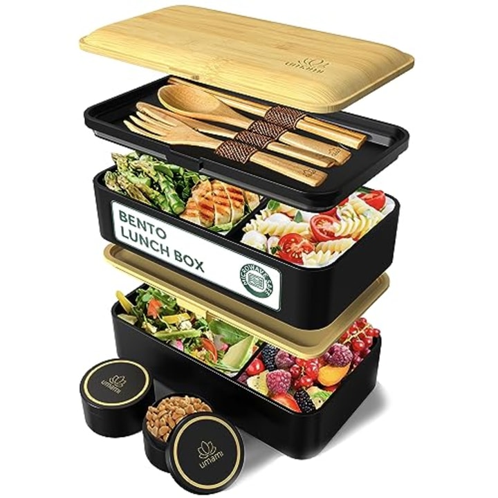 Umami Bento Lunch Box for Adults w/Utensils, 40 oz, Cute Microwave-Safe, Leak-Proof Adult Bento Box, All-in-One Meal Prep Compartment Lunch Containers for Adults, Bento Box Adult Lunch Box