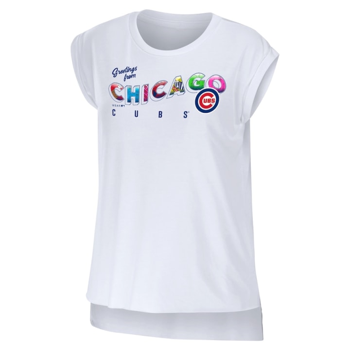 Lids Chicago Cubs WEAR by Erin Andrews Women's Celebration Cropped Long  Sleeve T-Shirt - White