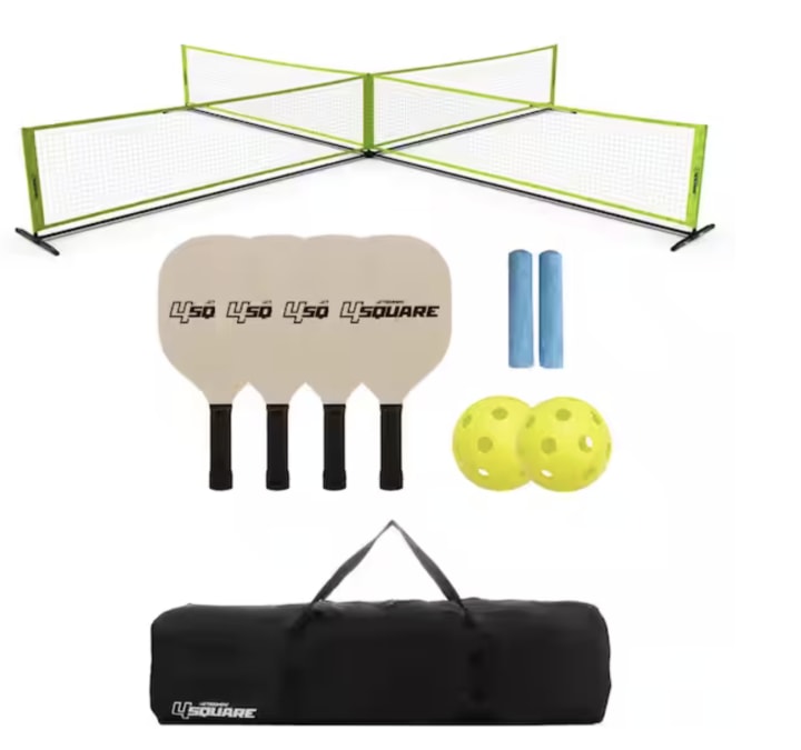 4-Square Pickle Ball Lawn Sports Set 