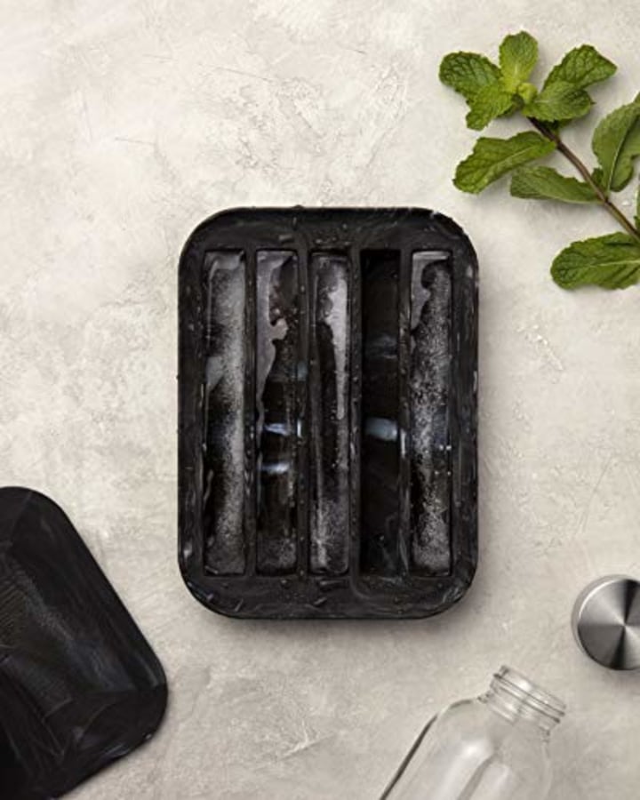 W&amp;P Peak Silicone Water Bottle Ice Tray w/ Protective Lid | Charcoal| Easy to Remove Ice | Food Grade Premium Silicone | Dishwasher Safe, BPA Free