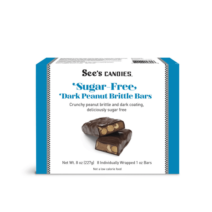 See&#039;s Candies Sugar Free Dark Peanut Brittle Bars