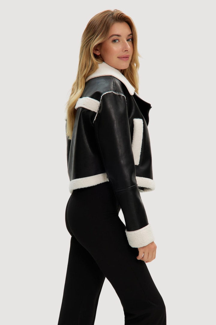 Noize Cropped Shearling Leather Jacket