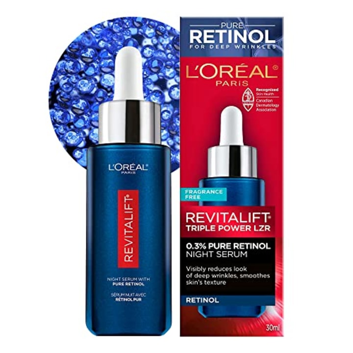 &#039;L&#039;Oreal Paris Revitalift Triple Power LZR Retinol Night Serum For Face, With 0.3% Pure Retinol, Moisturizes Skin and Eliminates Deep Wrinkles, For All Skin Types, 30ml