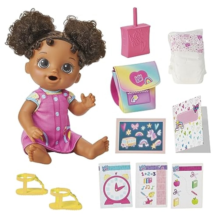 Baby Alive Time for School Baby Doll Set, Back to School Toys for 3 Year Old Girls &amp; Boys &amp; Up, 12 Inch Baby Doll, Black Hair (Amazon Exclusive)