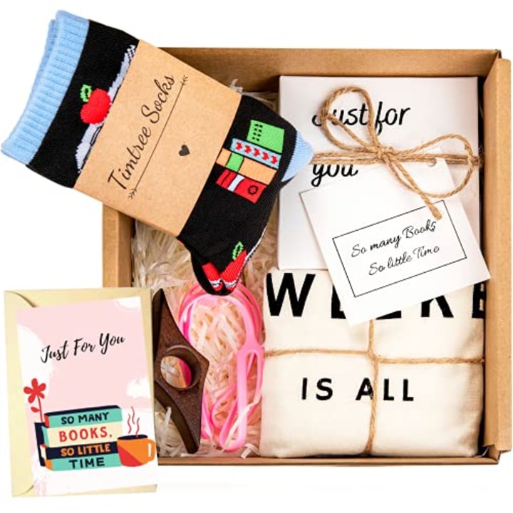 Book Lovers Gifts Box - The Perfect Gifts for Book Lovers -Contains 5 Curated Reading Gifts in a Beautifully Packed Box - Includes a Tote Bag Comfy Socks Book Mark and More - Ideal Gifts for Readers