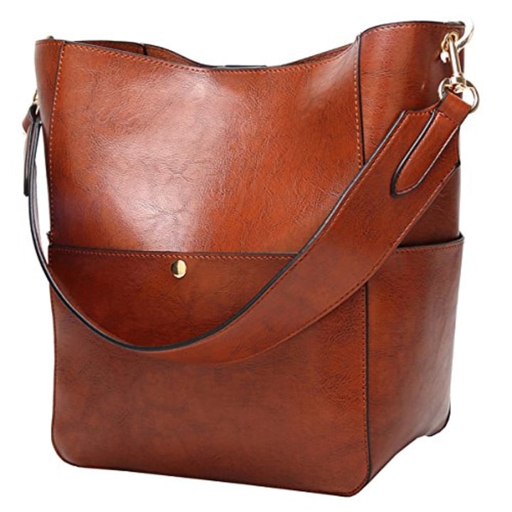 Molodo Womens Handbag, Pu Leather Bucket Tote Purse And Handbags Medium Satchel Hobo Purse Designer Work Shoulder Bags
