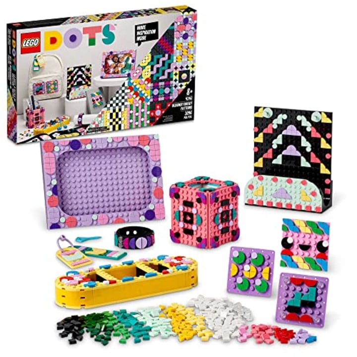 LEGO DOTS Designer Toolkit - Patterns 41961, 10 in 1 Toy Craft Set for Kids with Patches, Photo Frame, Pencil Holder, Storage Tray, Creative Activity