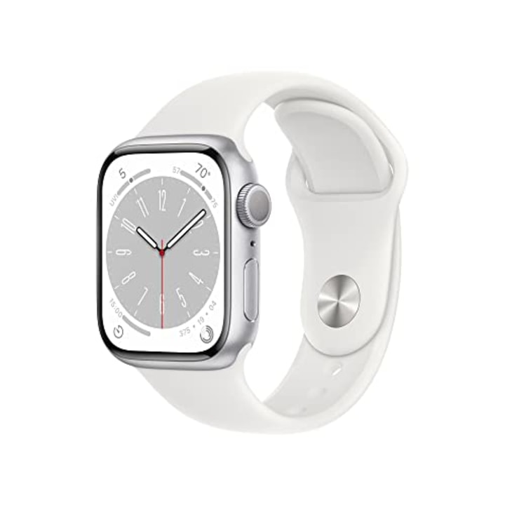 Apple Watch Series 8 [GPS 41mm] Smart Watch w/Silver Aluminum Case with Starlight Sport Band - S/M. Fitness Tracker, Blood Oxygen &amp; ECG Apps, Always-On Retina Display, Water Resistant