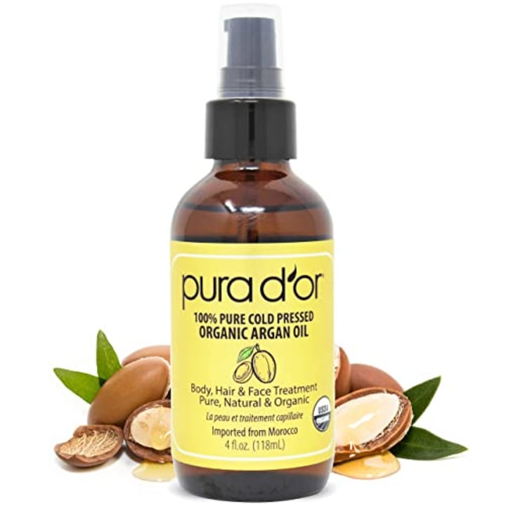 PURA D&#039;OR Organic Moroccan Argan Oil (4oz / 118mL) USDA Certified 100% Pure Cold Pressed Virgin Premium Grade Moisturizer Treatment for Dry, Damaged Skin, Hair, Face, Body, Scalp (Packaging may vary)