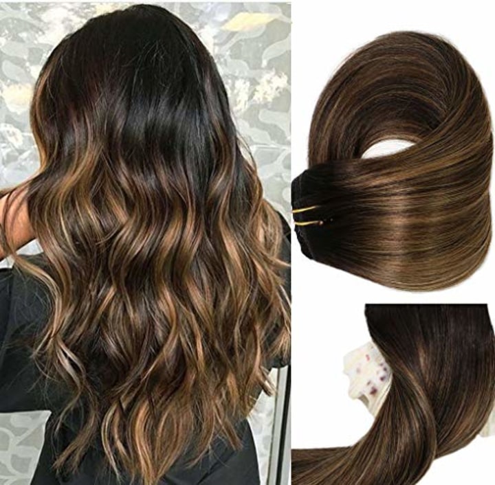 7 Pcs Clip in Hair Extensions Full Head Long Straight Synthetic Clip Hair  Piece Hairpiece for Women Girls