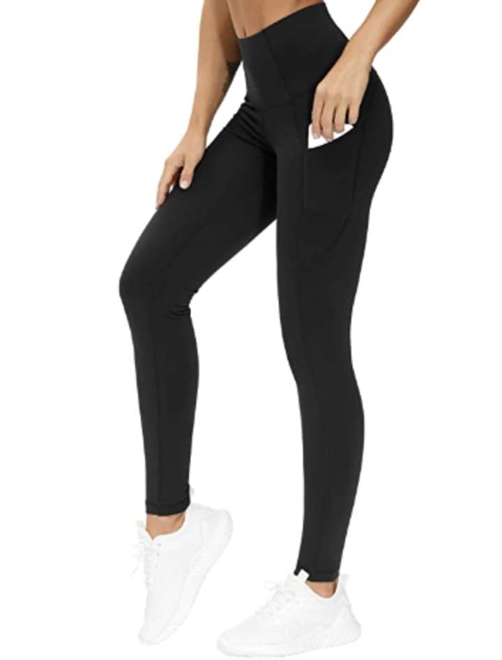 Heathyoga Women's Yoga Pants Leggings with Pockets for Women High Waist Yoga  Pants with Pockets Workout Leggings Tights Capris Black Medium