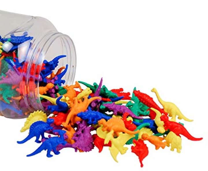 Edx Education Dinosaur Counters - Mini Jar Set of 32 - Learn Counting, Colors, Sorting and Sequencing - Math Manipulative for Kids