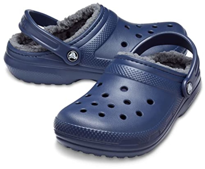 Crocs Men&#039;s and Women&#039;s Classic Lined Clog, Navy/Charcoal, 11 US Men / 13 US Women