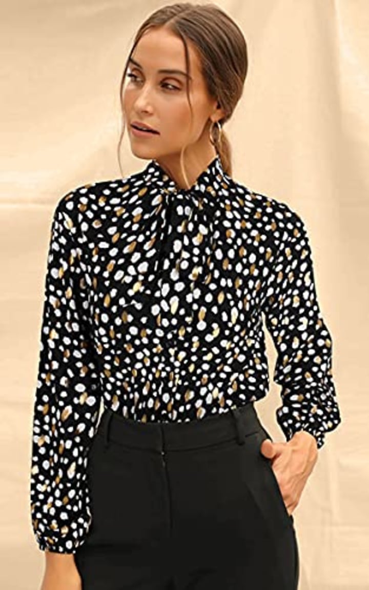 YOTAMI Cute Tops for Women - on Prime Today Deals Clearance Crew Neck  Pattern Print Button Long Sleeve Autumn and Winter Brown Tops 