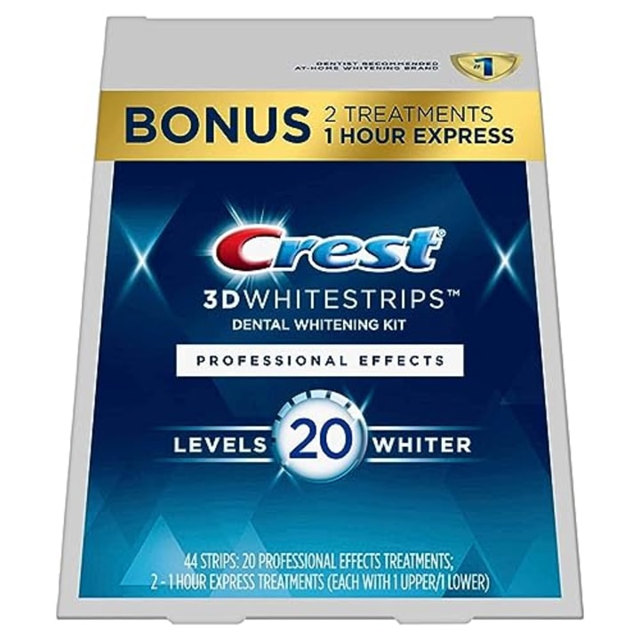 For BFCM Bacon- Crest 3D Whitestrips, Professional Effects, Teeth Whitening Strip Kit, 44 Strips (22 Count Pack)