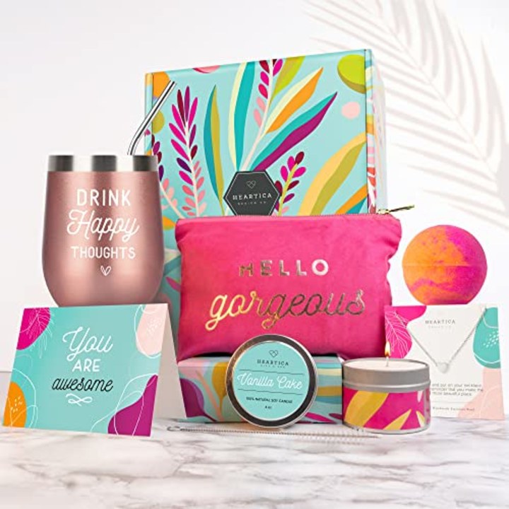 Birthday Gifts for Women - Spa Wine Tumbler Gift Box | Care Package | Get Well Soon Gifts for Women | Christmas Gifts for Women | Self Care Gifts for