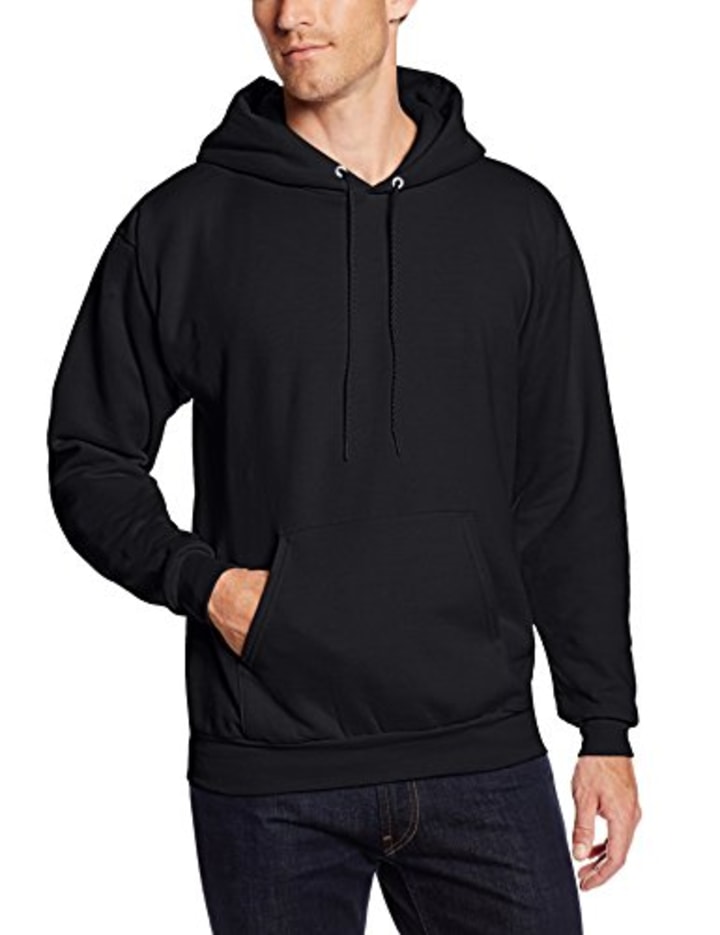 Hanes Men&#039;s Ultimate Cotton 90/10 Pullover Hood, Black, L