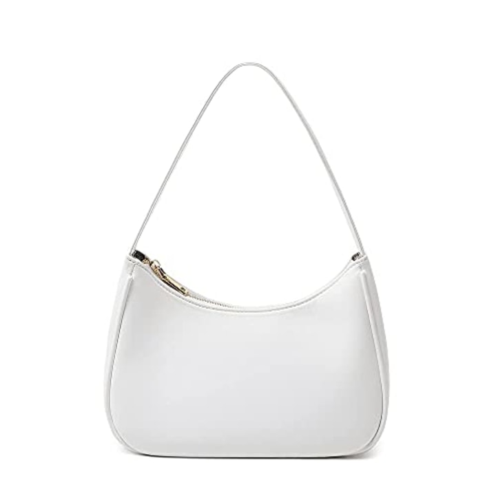 CYHTWSDJ Shoulder Bags for Women, Cute Hobo Tote Handbag Mini Clutch Purse with Zipper Closure (White, L)