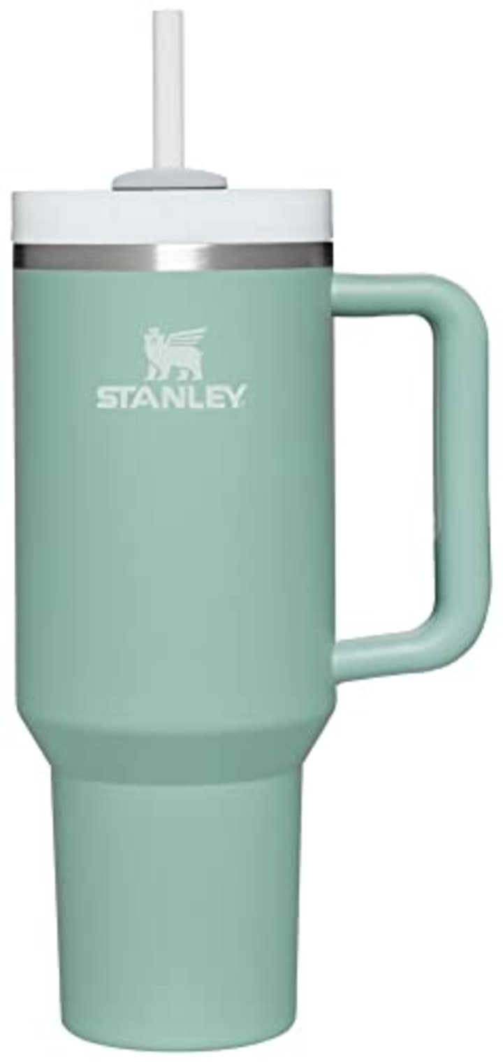Stanley Quencher H2.0 FlowState Stainless Steel Vacuum Insulated Tumbler with Lid and Straw for Water, Iced Tea or Coffee, Smoothie and More, Eucalyptus, 40 oz