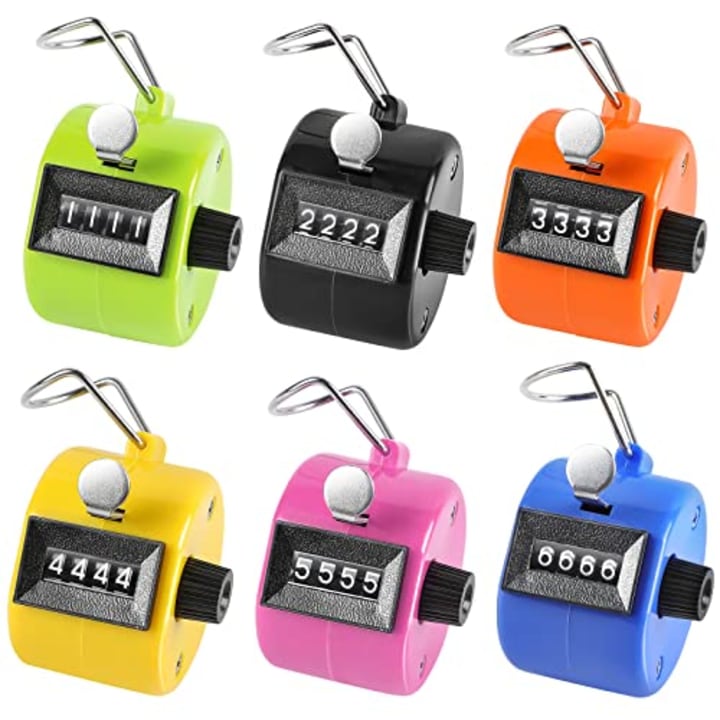 KTRIO Pack of 6 Colors Handheld Tally Counter 4-Digit Number Count Clicker Counter, Hand Mechanical Counters Clickers Pitch Counter for Coaching, Knitting, People, Lap, Fishing, Golf, Toddler &amp; Fidget