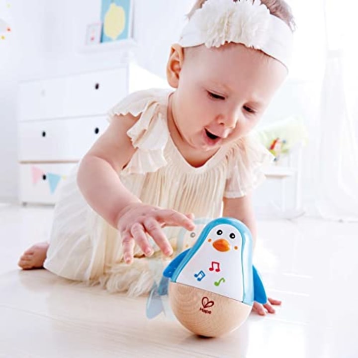 Hape Penguin Musical Wobbler | Colorful Wobbling Melody Penguin, Roly Poly Toy for Kids 6 Months+, Multicolor, 5&#039;&#039; x 2&#039;&#039; (E0331)